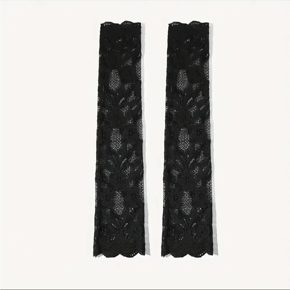 Flower Lace Sleeves Elegant Breathable Long Elastic Decorative Fingerless Gloves